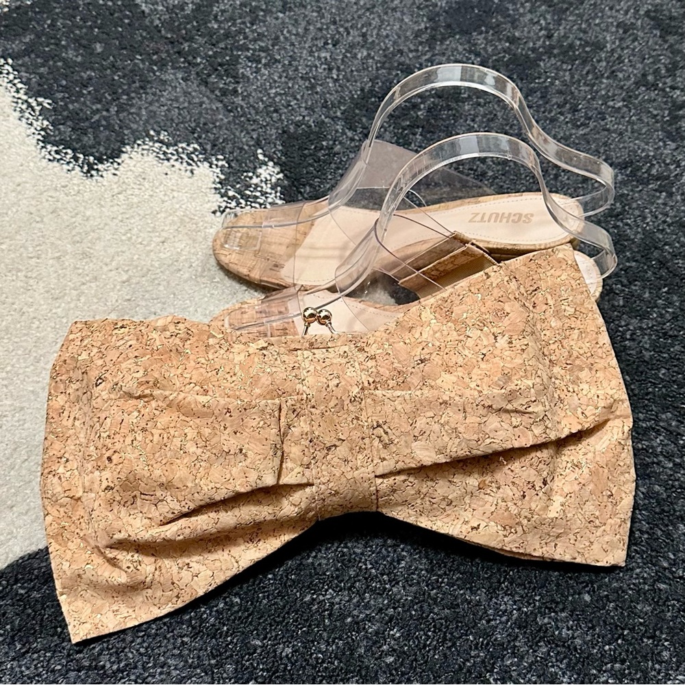 JULIE BROWN Bow Cork Clutch Natural with Gold Accents & Hardware, Gingham Lining